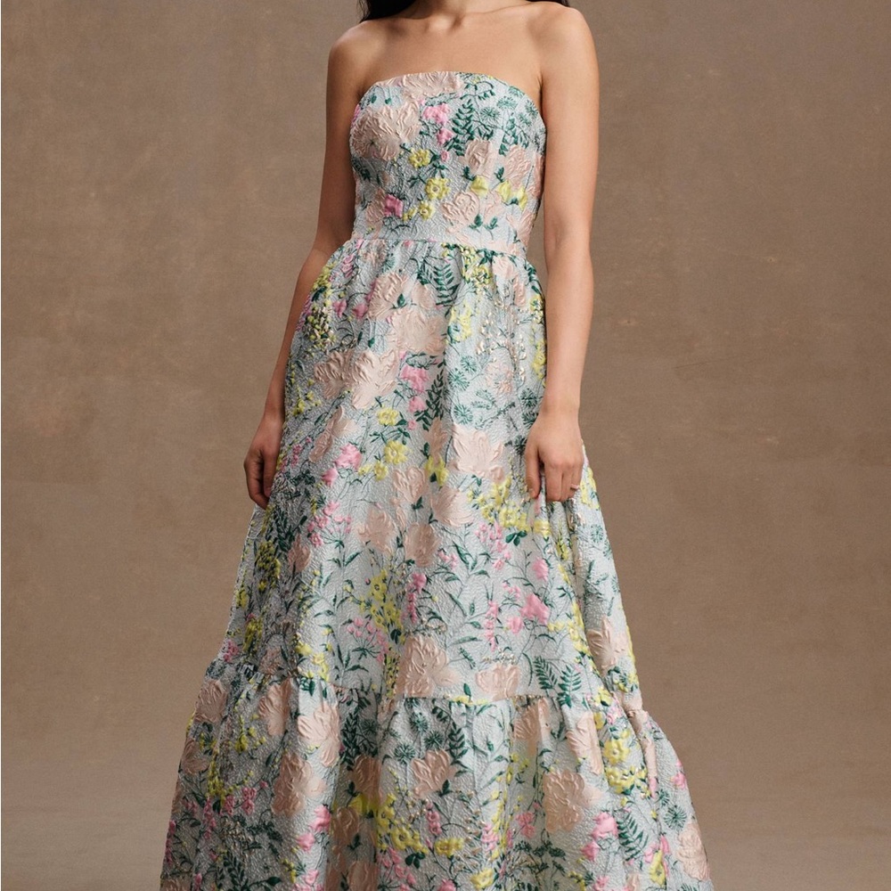 Floral Strapless Evening Gown